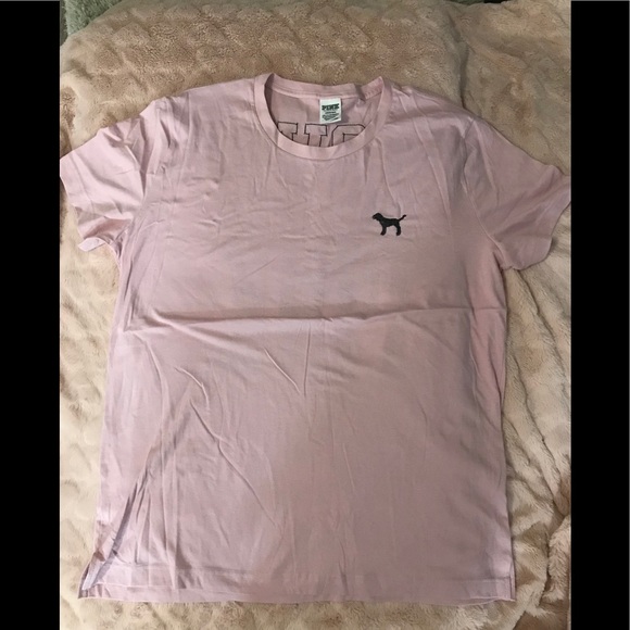 PINK Victoria's Secret Tops - PINK pink boyfriend fit tee w/sequin logo size L PINK Victoria's Secret Tops - PINK pink boyfriend fit tee w/sequin logo size L